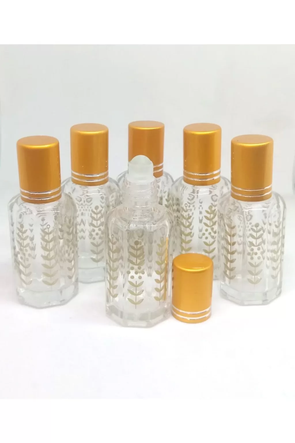 esans şişeleri - 12 ml rollon sırmalı lüx cam esans şişesi (6 adet)