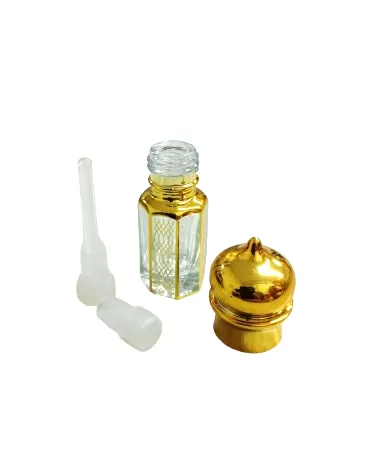 esans şişeleri - 3 ml lüx sırmalı cam çubuklu cam esans şişesi (5 adet) rollon bilye hediyeli şişe-013